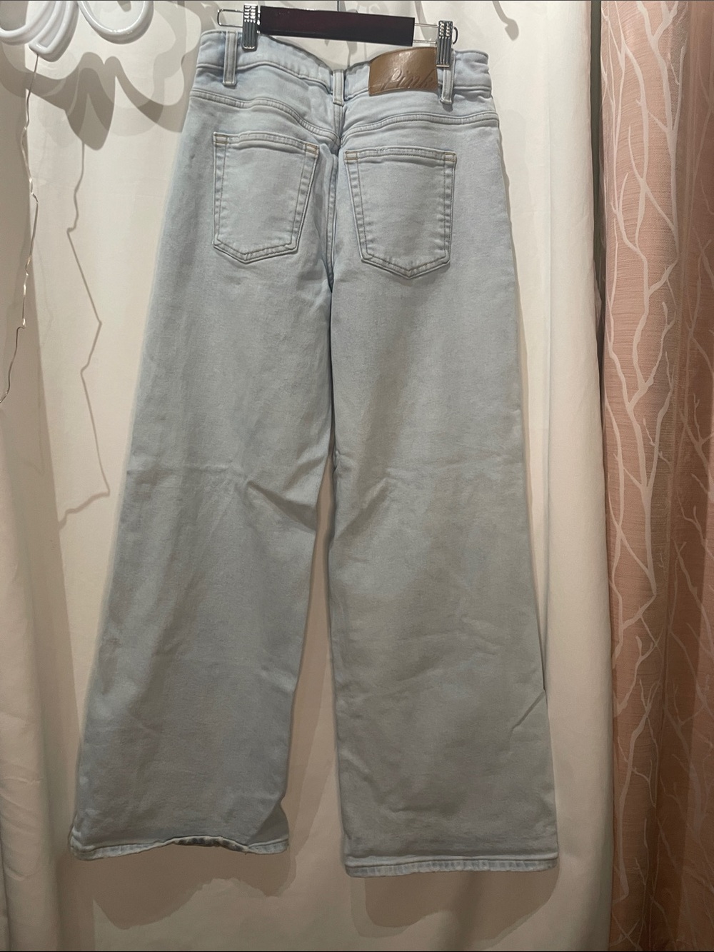 PINK Victoria's Secret Light Blue Distressed Wide-Leg Jeans - Picture 6 of 10